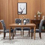 Grey Button Tufted Dining Chair Set of 6
