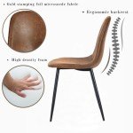 Set of 6 Upholstered Armless Dining Chairs - Brown