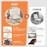 Beige Upholstered Rocking Chair with Footrest