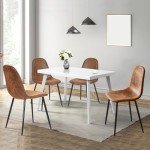 Set of 6 Upholstered Armless Dining Chairs - Brown