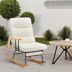 Beige Upholstered Rocking Chair with Footrest