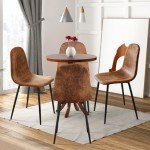 Set of 6 Upholstered Armless Dining Chairs - Brown
