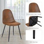 Set of 6 Upholstered Armless Dining Chairs - Brown