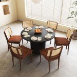 47 Inch Round Black Farmhouse Dining Table