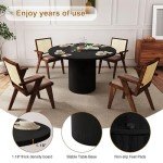 47 Inch Round Black Farmhouse Dining Table
