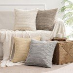 MIULEE Set of 4 Soft Striped Decorative Pillow Covers