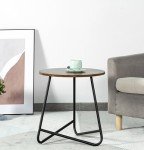 Stylish Small Round Metal Side Table in Brown