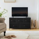 Black 5-Drawer Fabric Dresser for Bedroom Storage