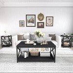 Industrial Coffee Table Set with Storage - 3 Pieces