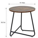Stylish Small Round Metal Side Table in Brown