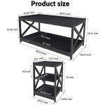 Industrial Coffee Table Set with Storage - 3 Pieces