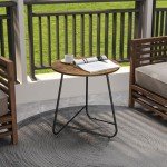 Stylish Small Round Metal Side Table in Brown