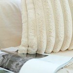 Set of 2 Plush Beige Faux Fur Pillow Covers
