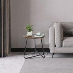 Stylish Small Round Metal Side Table in Brown