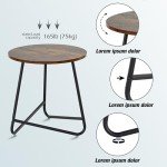 Stylish Small Round Metal Side Table in Brown
