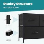 Black 5-Drawer Fabric Dresser for Bedroom Storage