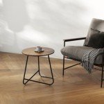 Stylish Small Round Metal Side Table in Brown