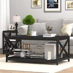 Industrial Coffee Table Set with Storage - 3 Pieces