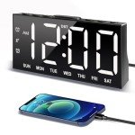Large Display Digital Alarm Clock with USB Ports