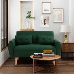 Modern Green Loveseat Sofa for Small Spaces