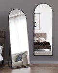 Black Full Length Arched Floor Mirror with Stand