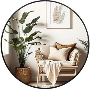 Fabuday 20-Inch Round Black Wall Mirror