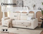 Beige Corduroy Modern Sofa with USB & Cup Holders