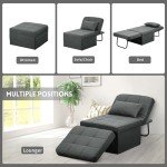 Ainfox 4-in-1 Convertible Sofa Bed - Dark Grey