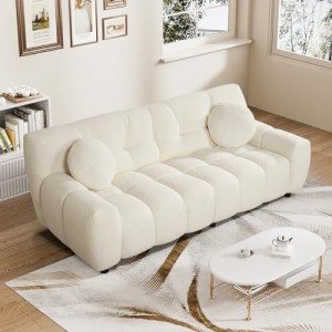 Cozy 2-Seat Boucle Cloud Sofa with Pillows