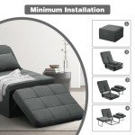 Ainfox 4-in-1 Convertible Sofa Bed - Dark Grey