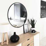 Fabuday 20-Inch Round Black Wall Mirror