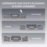 Dark Grey Sectional Sofa Set with Coffee Table