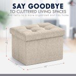 Beige Foldable Storage Ottoman for Any Room