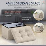Beige Foldable Storage Ottoman for Any Room