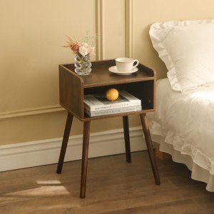Mid Century Modern Nightstand with Storage - Rustic Brown