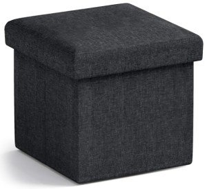 Foldable Black Storage Ottoman for Any Space