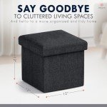 Foldable Black Storage Ottoman for Any Space