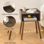 Mid Century Modern Nightstand with Storage - Rustic Brown