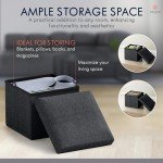 Foldable Black Storage Ottoman for Any Space
