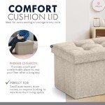 Beige Foldable Storage Ottoman for Any Room