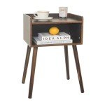 Mid Century Modern Nightstand with Storage - Rustic Brown