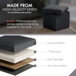 Foldable Black Storage Ottoman for Any Space