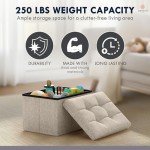 Beige Foldable Storage Ottoman for Any Room