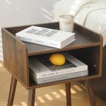 Mid Century Modern Nightstand with Storage - Rustic Brown