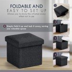 Foldable Black Storage Ottoman for Any Space