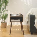 Mid Century Modern Nightstand with Storage - Rustic Brown