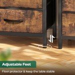 Rustic Brown Nightstand with Charging Station and Drawers