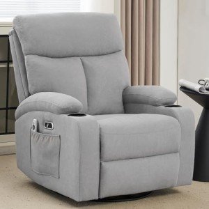 Light Grey Electric Swivel Rocker Recliner Chair