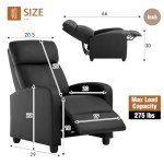Black Recliner Chair with Lumbar Support