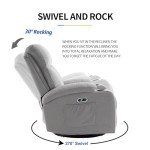 Light Grey Electric Swivel Rocker Recliner Chair